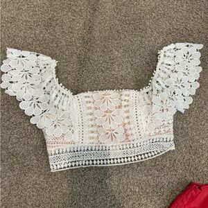 Adorable white lace top from FASHION NOVA